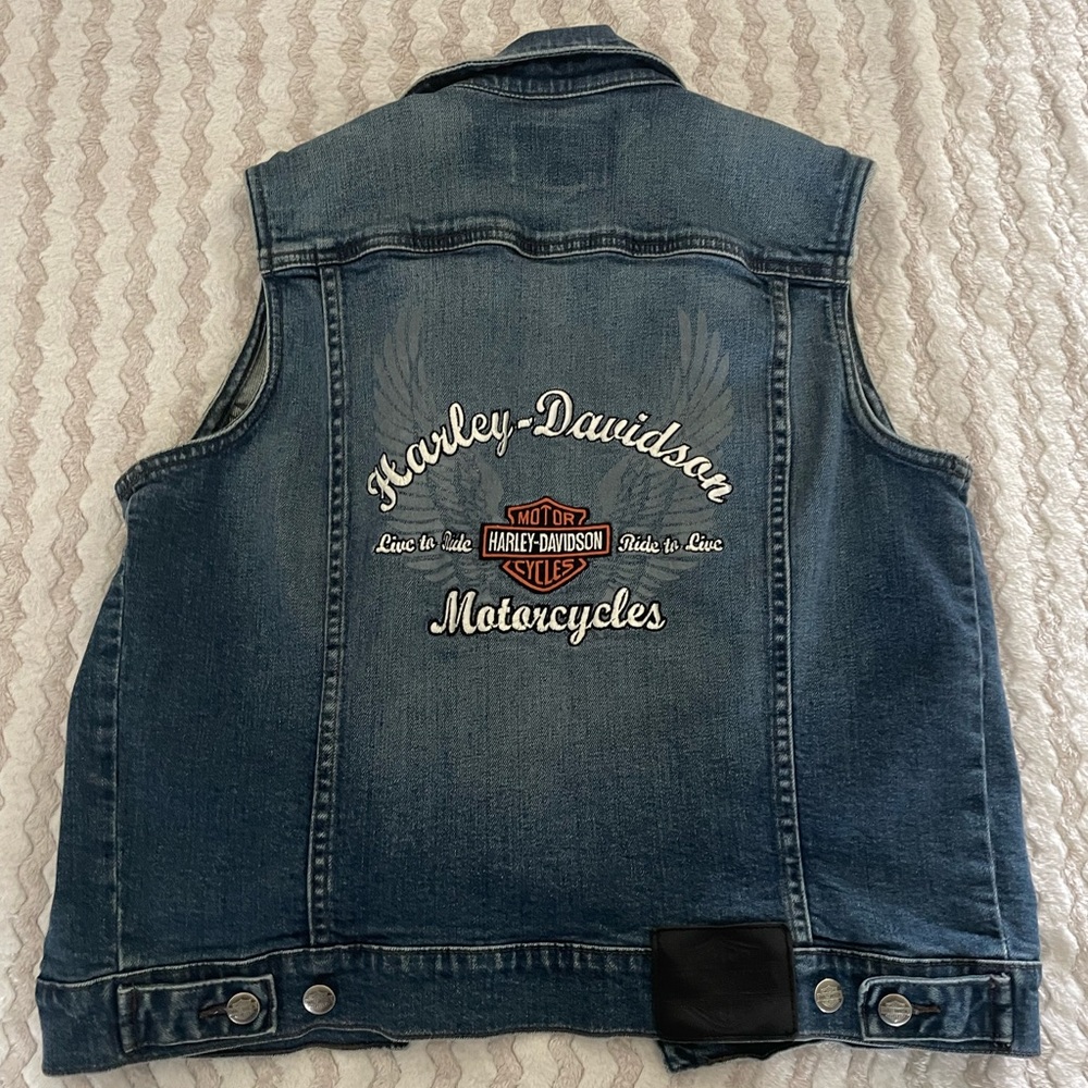 Harley Davidson denim jean vest.